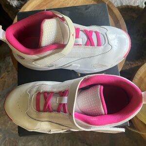 Kids White and Pink Jordan Sneakers
